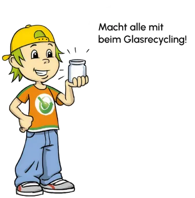 Bobby Bottle sagt "Macht alle mit beim Glasrecycling"